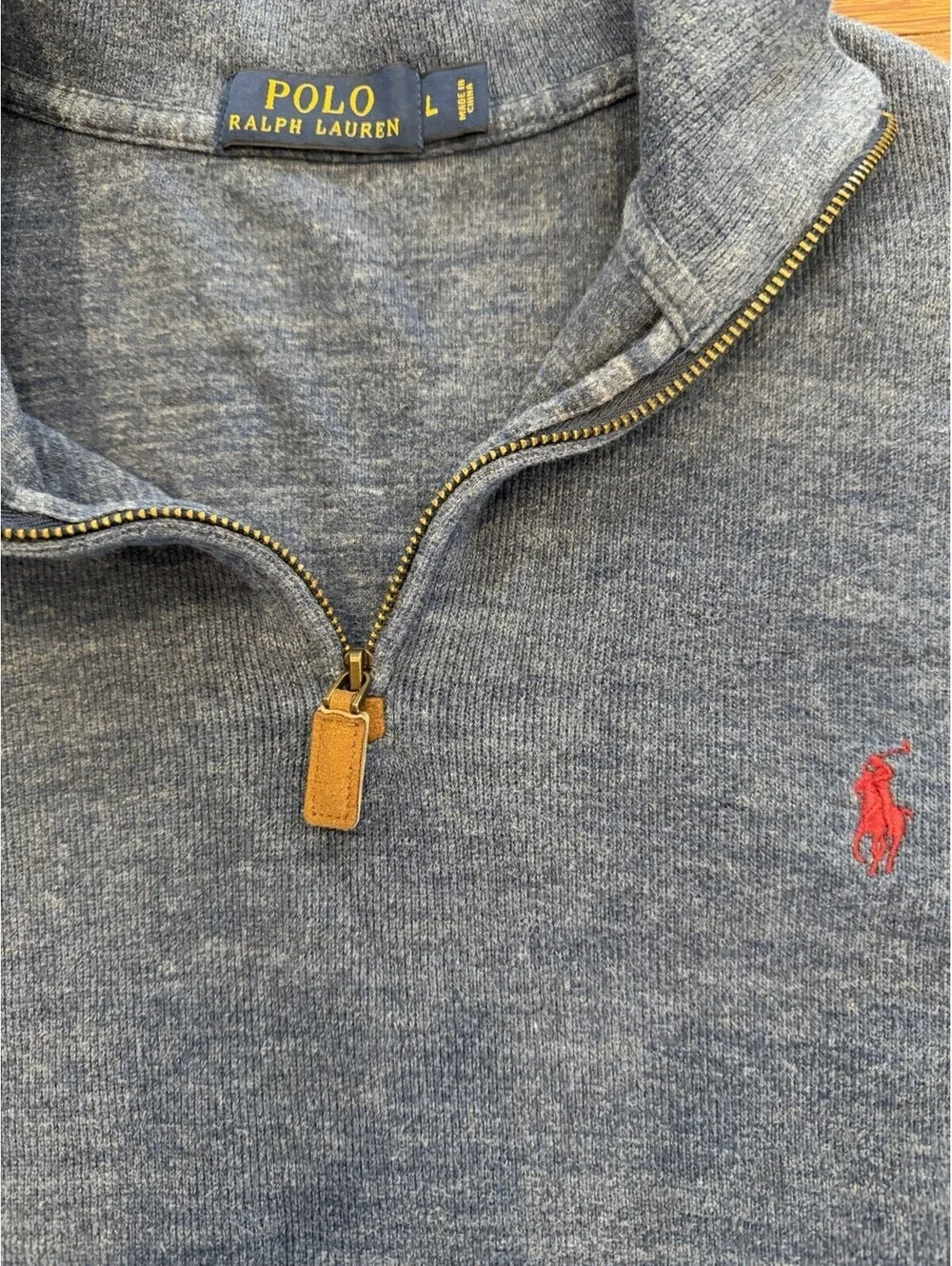 Polo Ralph Lauren Estate Rib Quarter-Zip Pullover - Blue Heather - Men's Large